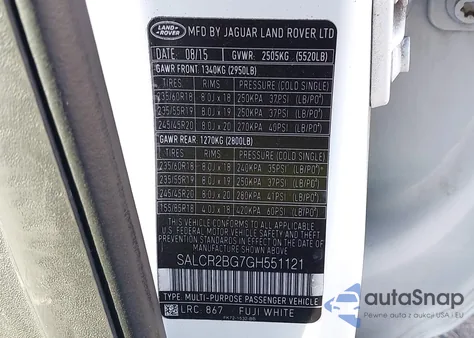 2016 Land Rover Discovery Sport Hse z USA, uszkodzony, nr VIN SALCR2BG7GH551121